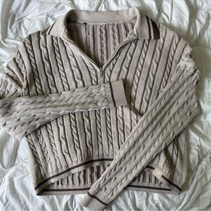 🦈gymshark rest day knit pullover cropped womens relaxed fit gym 1/4 zip